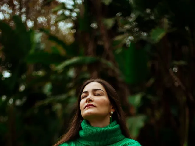 Knitted sweater worn outdoors in a park